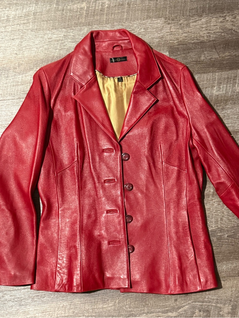 Wilsons Leather Red Button-Front Women's Leather Jacket